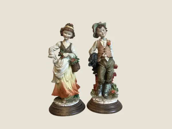 Porcelain Figurine (1970s) Pair Of Capodimonte Statuettes, Giuseppe Armani Florence Made In Italy