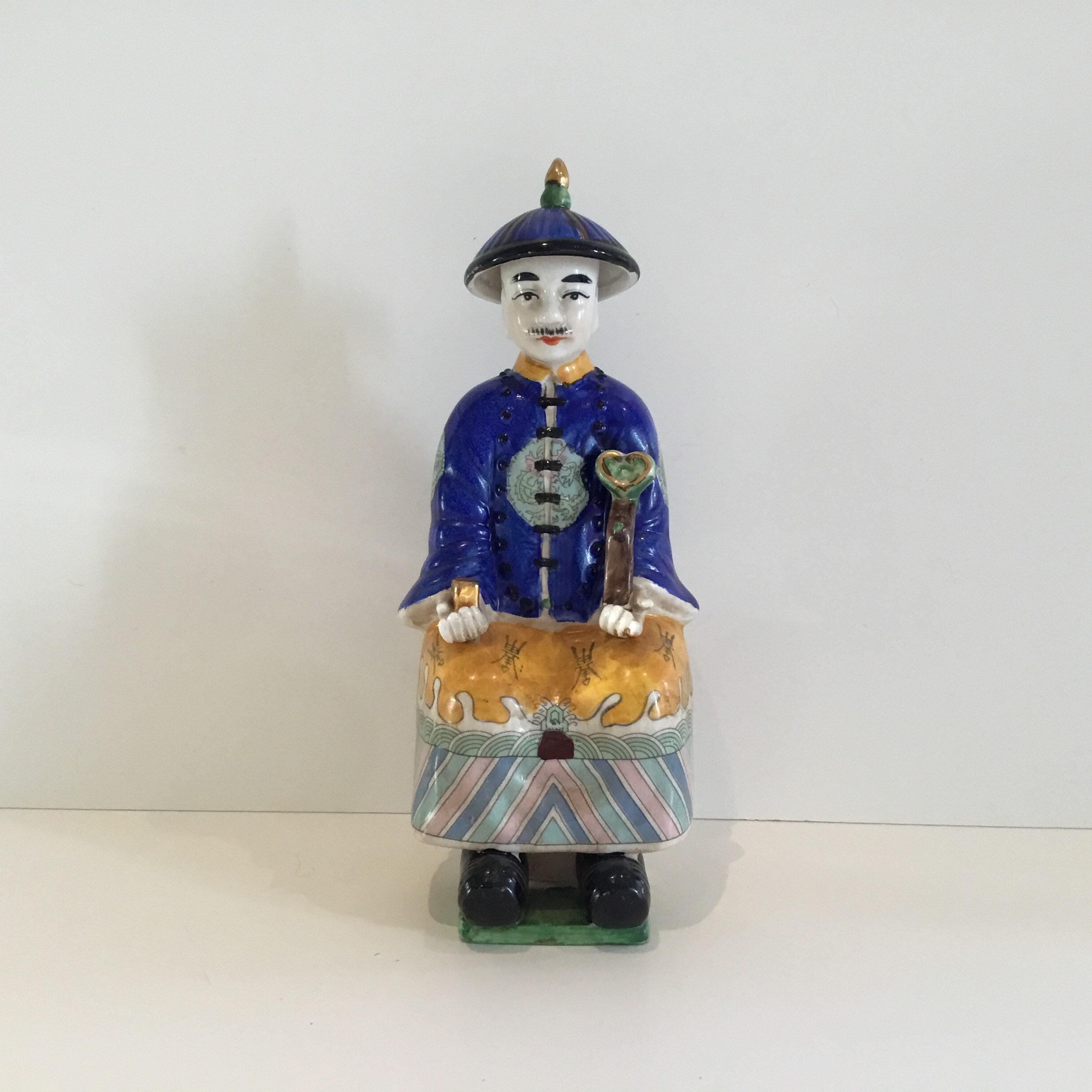 Vintage Porcelain Figurine | 1950s Chinese Emperor Hand-Painted, Collectible Statue — photo 2 of 10