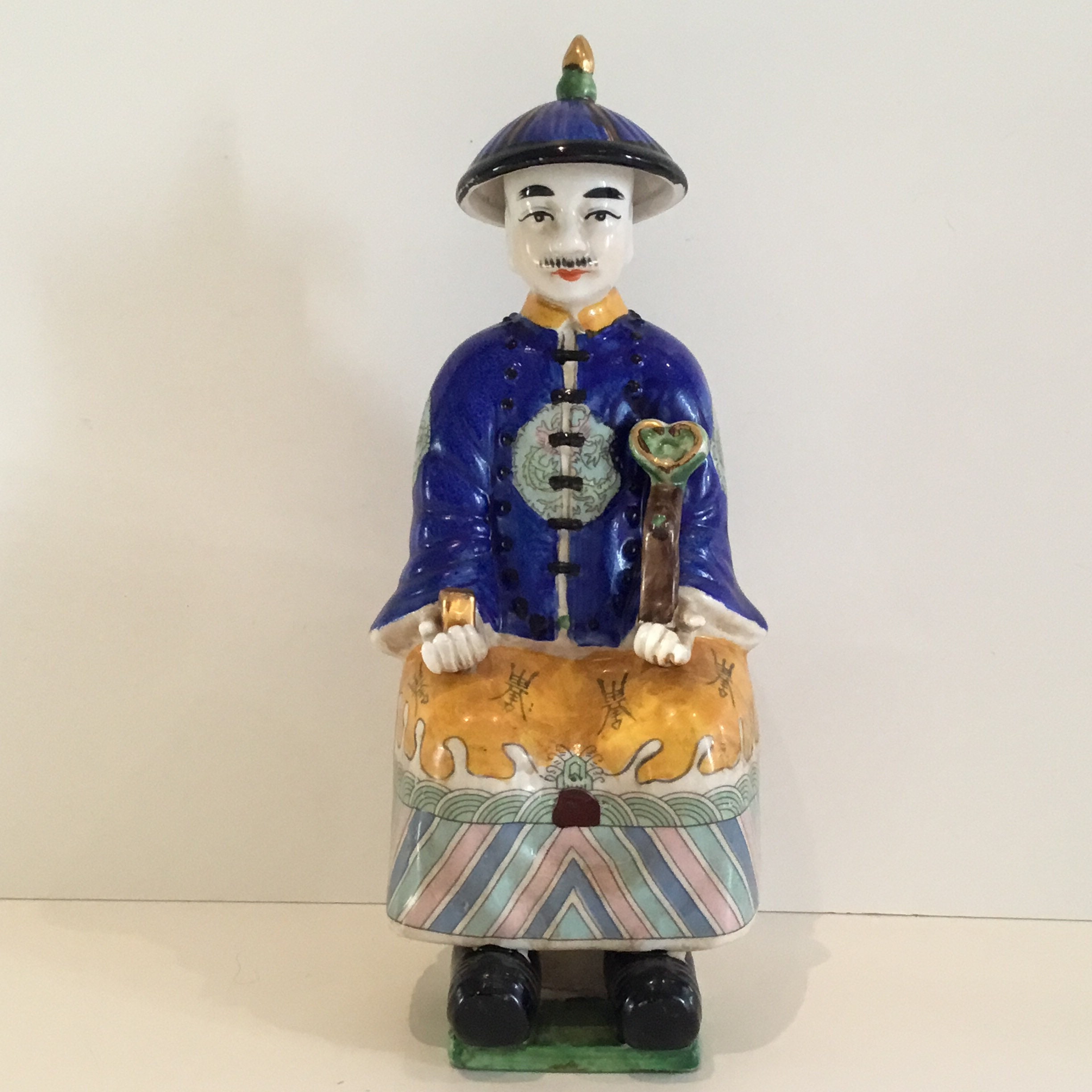 Vintage Porcelain Figurine | 1950s Chinese Emperor Hand-Painted, Collectible Statue — photo 3 of 10