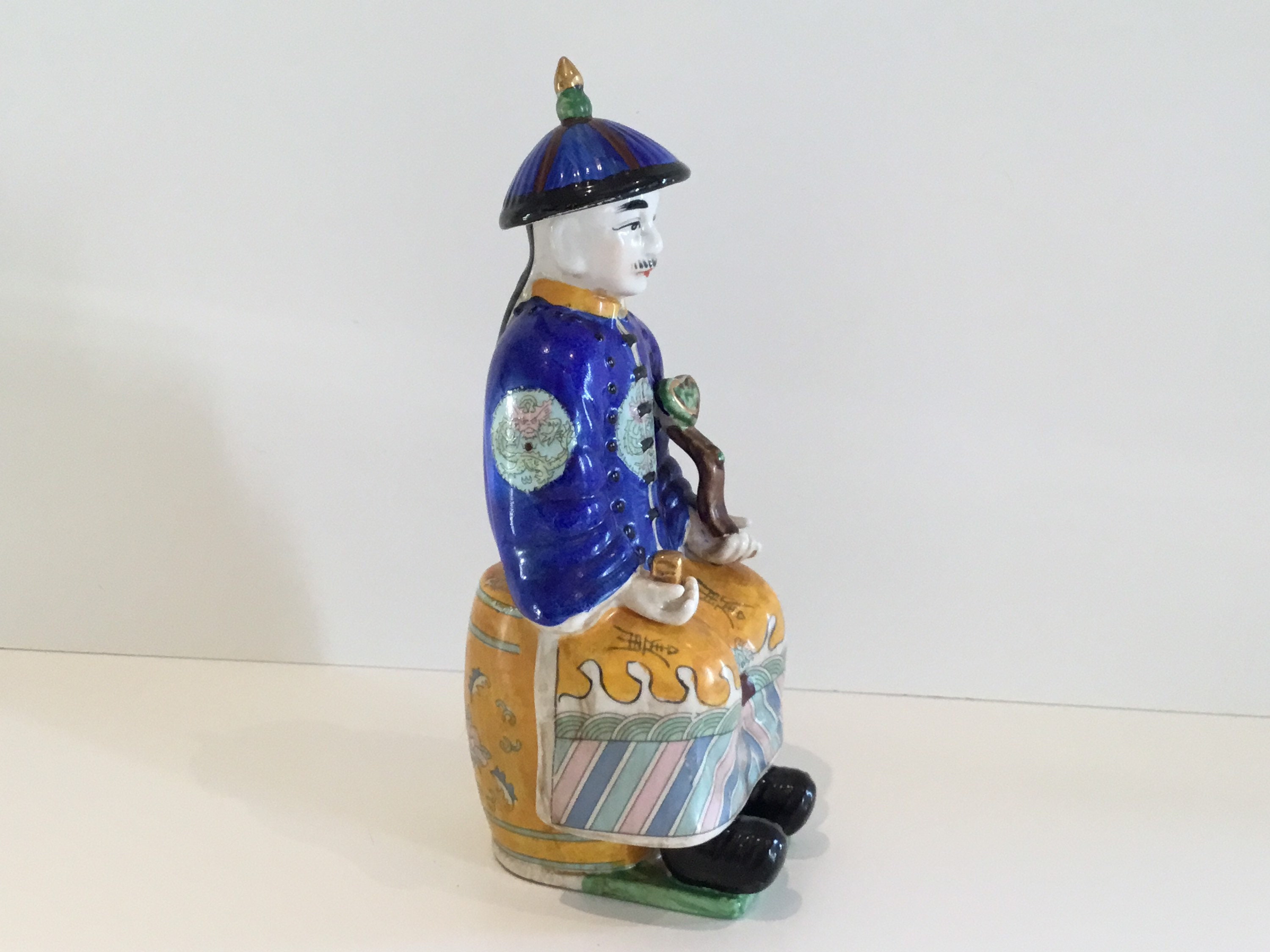 Vintage Porcelain Figurine | 1950s Chinese Emperor Hand-Painted, Collectible Statue — photo 4 of 10