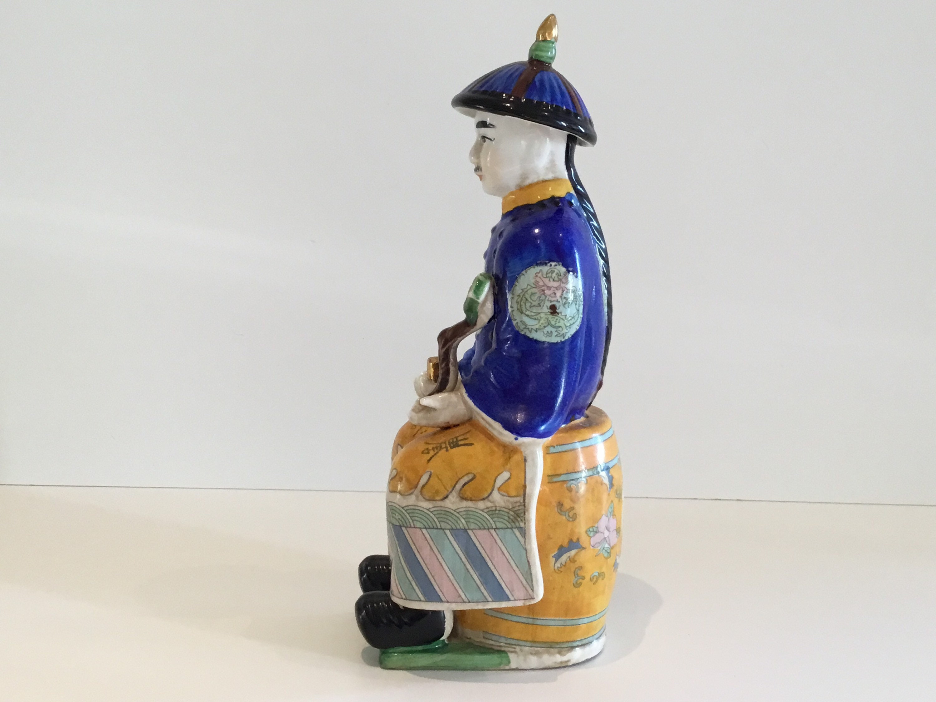 Vintage Porcelain Figurine | 1950s Chinese Emperor Hand-Painted, Collectible Statue — photo 6 of 10