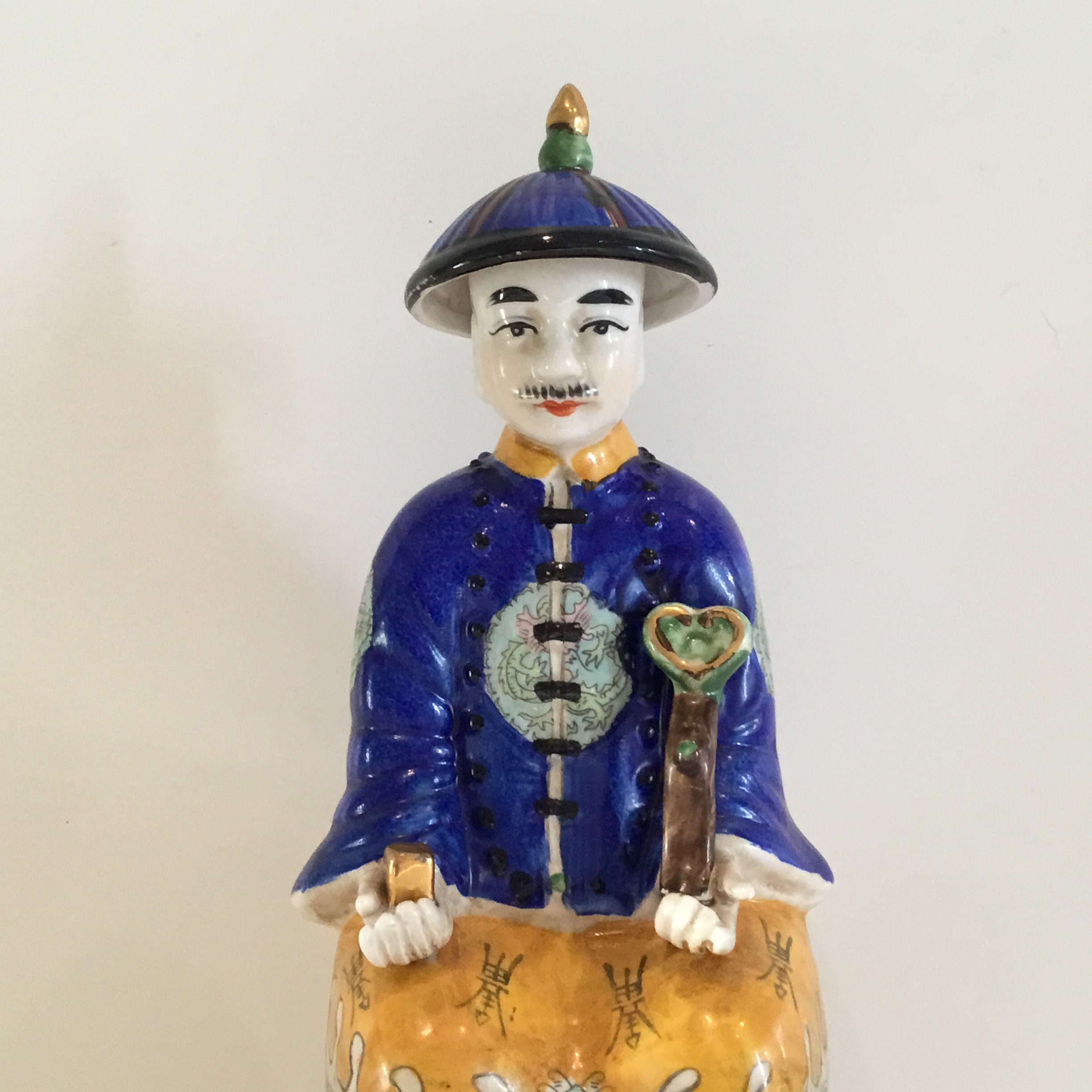 Vintage Porcelain Figurine | 1950s Chinese Emperor Hand-Painted, Collectible Statue — photo 7 of 10