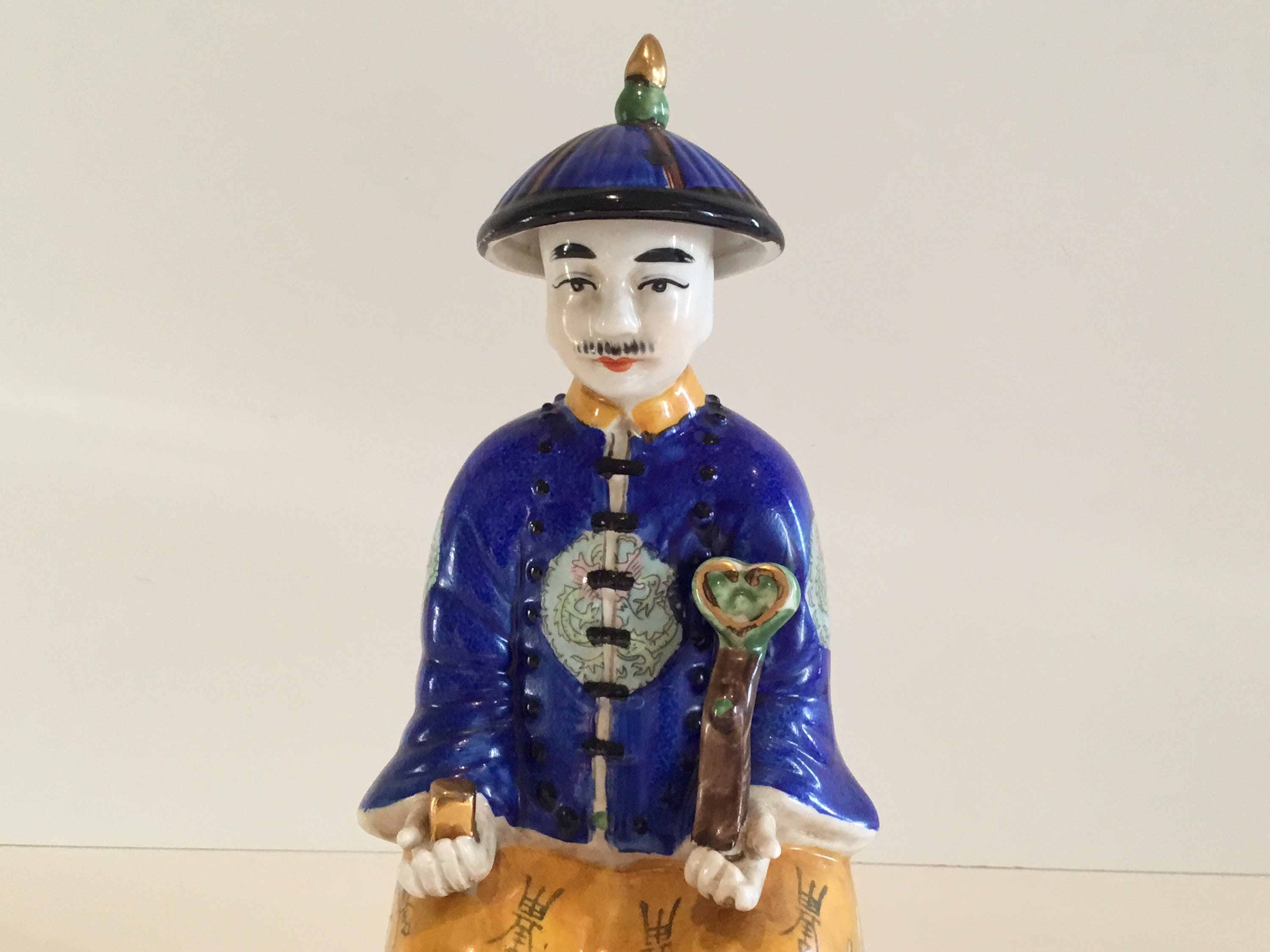 Vintage Porcelain Figurine | 1950s Chinese Emperor Hand-Painted, Collectible Statue — photo 8 of 10