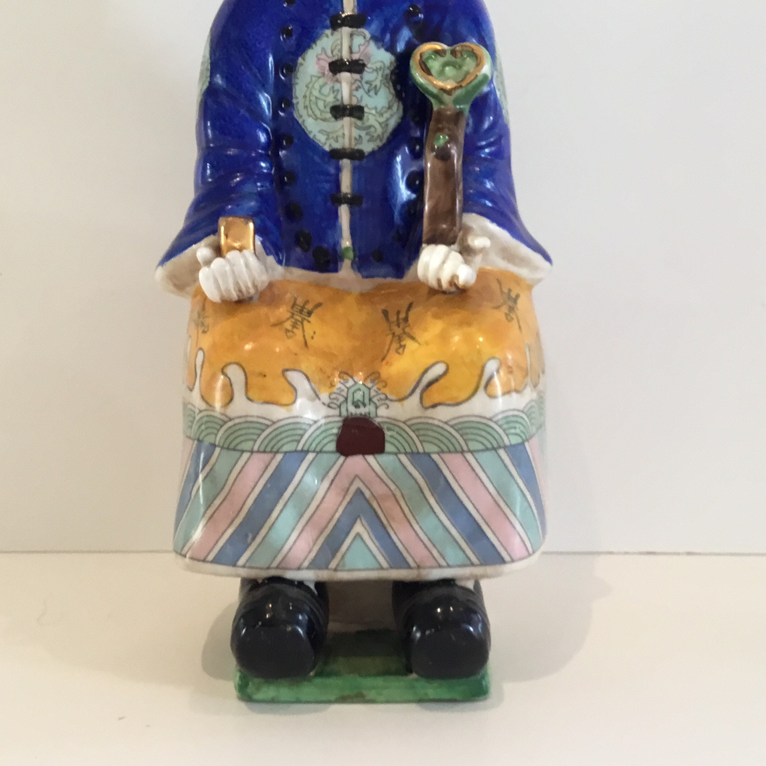Vintage Porcelain Figurine | 1950s Chinese Emperor Hand-Painted, Collectible Statue — photo 9 of 10