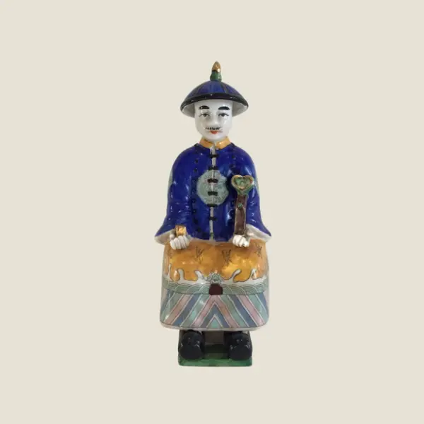 Vintage Porcelain Figurine | 1950s Chinese Emperor Hand-Painted, Collectible Statue