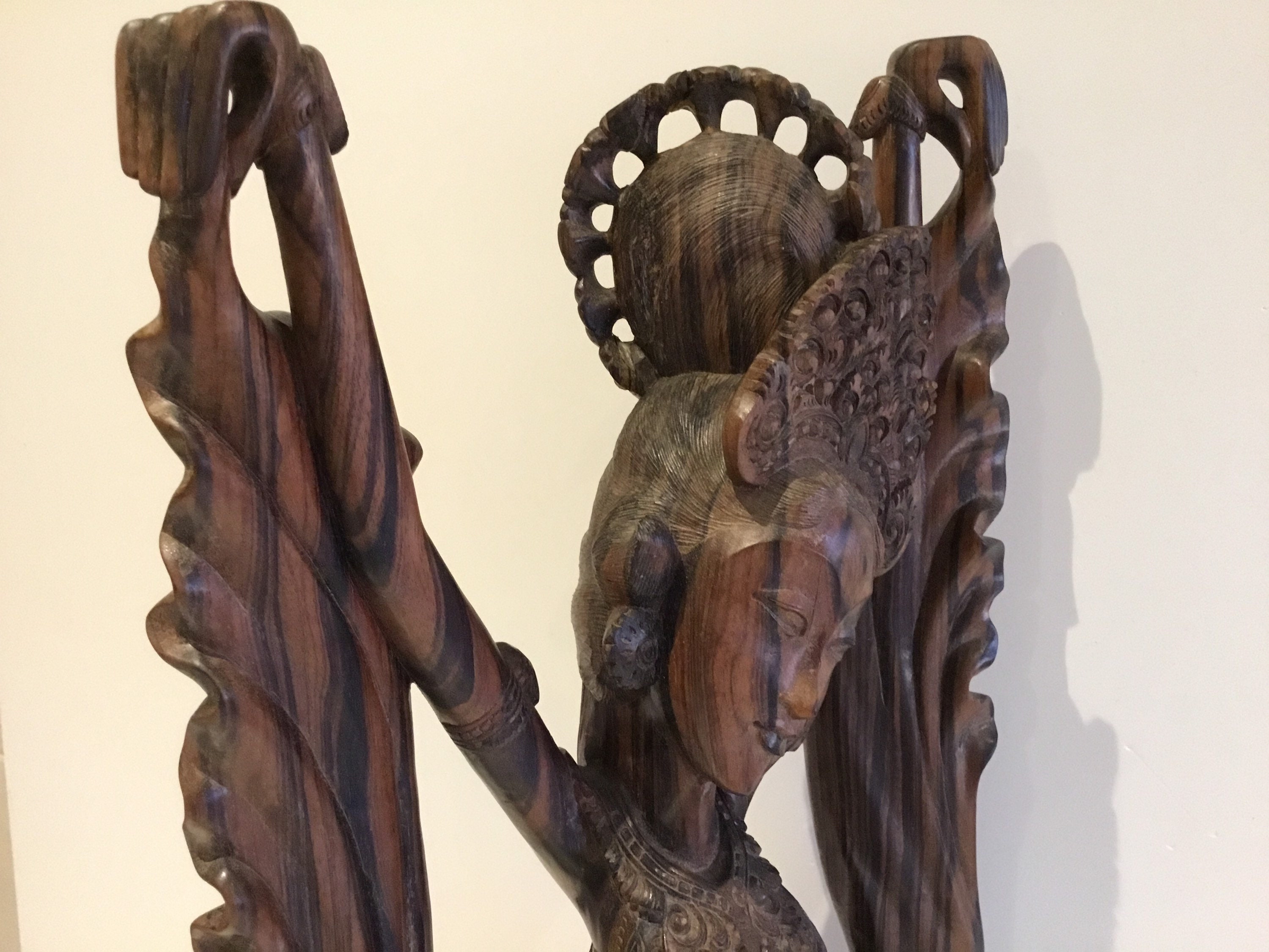 Museum Balinese Sculpture | 1900s Coromandel Wood Dancer, Massive 81cm Collector Piece — photo 6 of 11