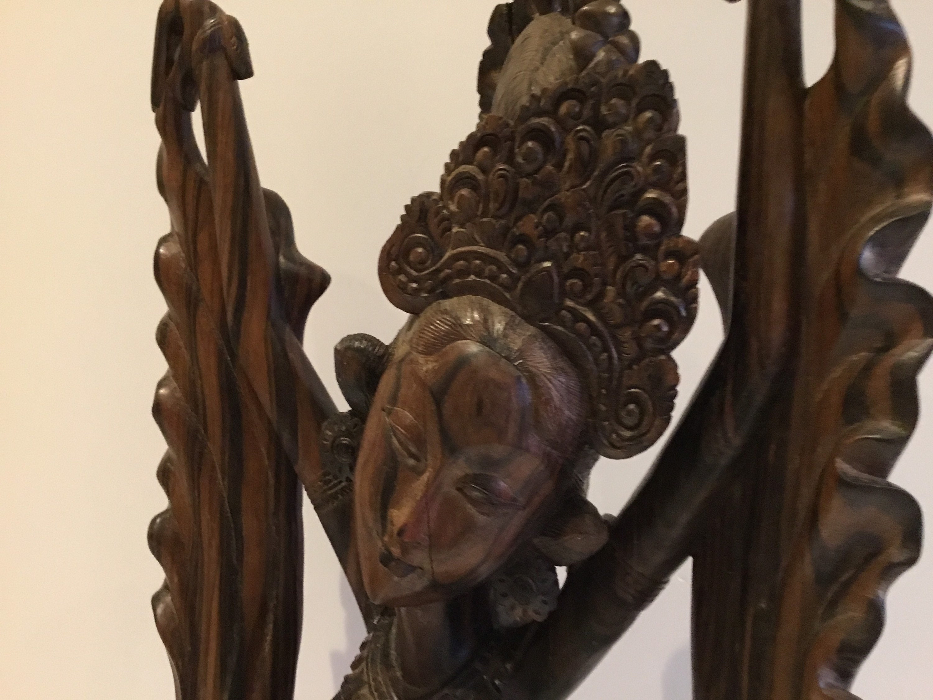 Museum Balinese Sculpture | 1900s Coromandel Wood Dancer, Massive 81cm Collector Piece — photo 7 of 11