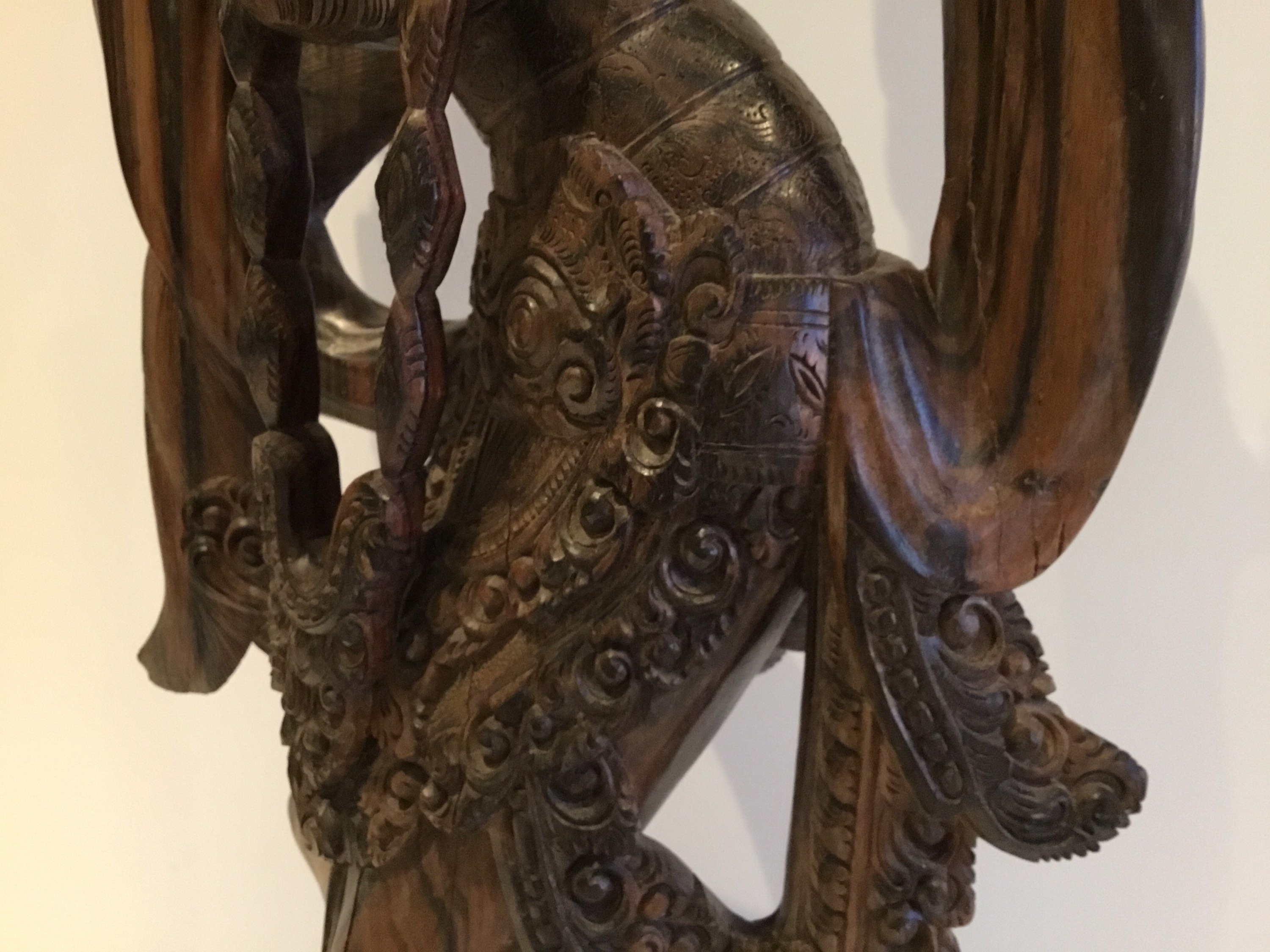 Museum Balinese Sculpture | 1900s Coromandel Wood Dancer, Massive 81cm Collector Piece — photo 8 of 11