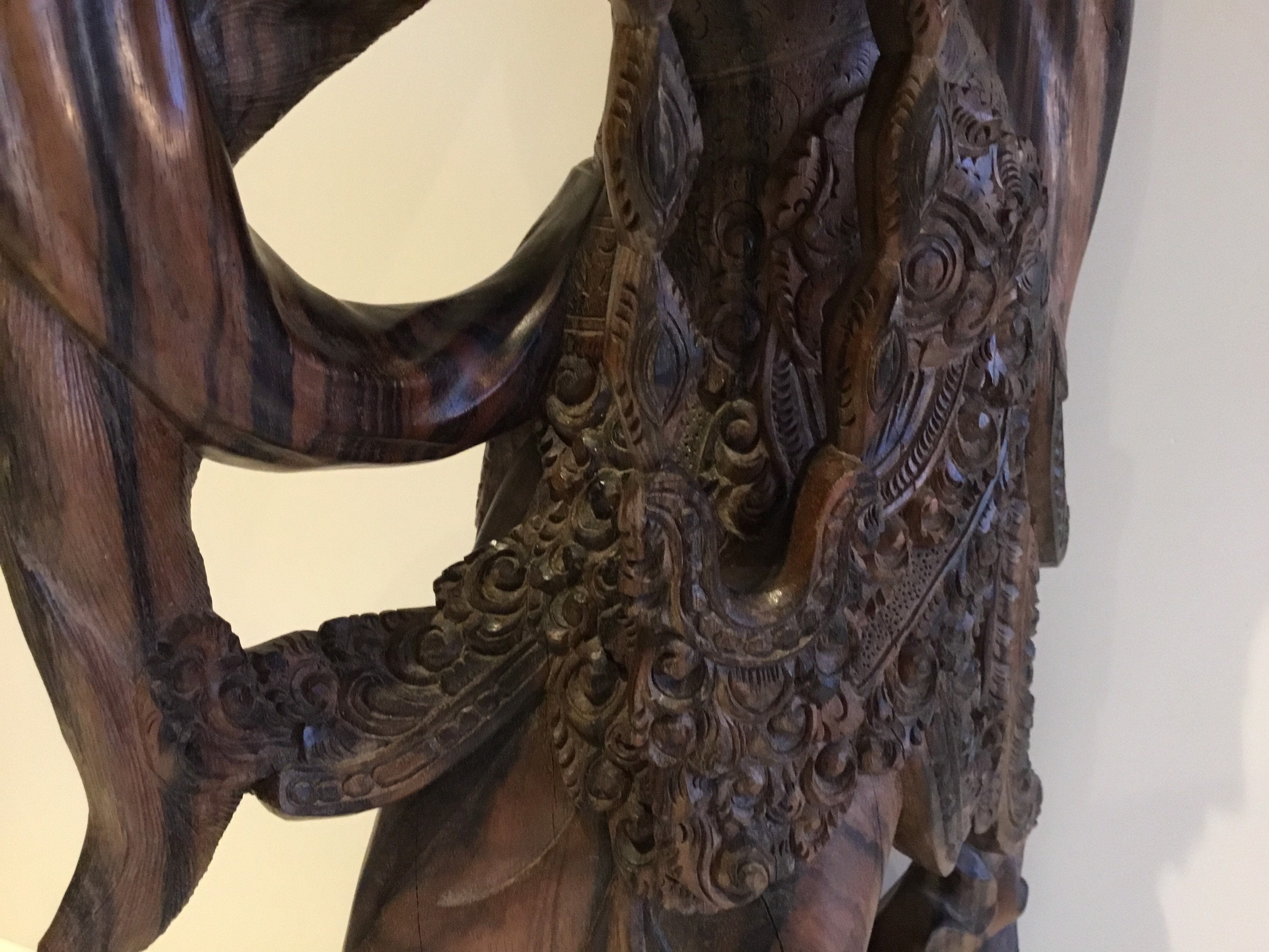 Museum Balinese Sculpture | 1900s Coromandel Wood Dancer, Massive 81cm Collector Piece — photo 9 of 11