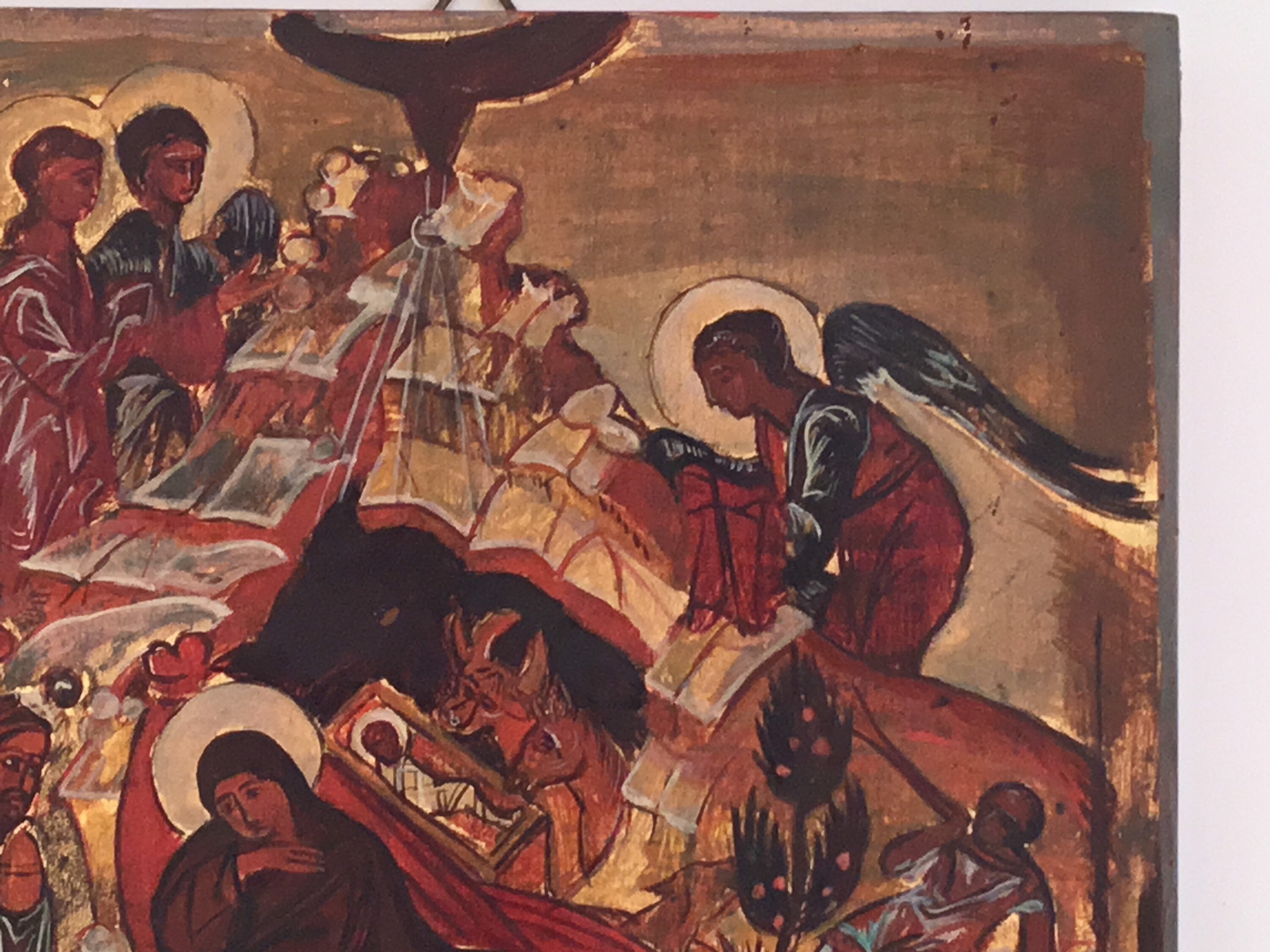 Vintage Icon | 1950s Nativity of Jesus, Hand-Painted Greek Orthodox Religious Art — photo 4 of 9