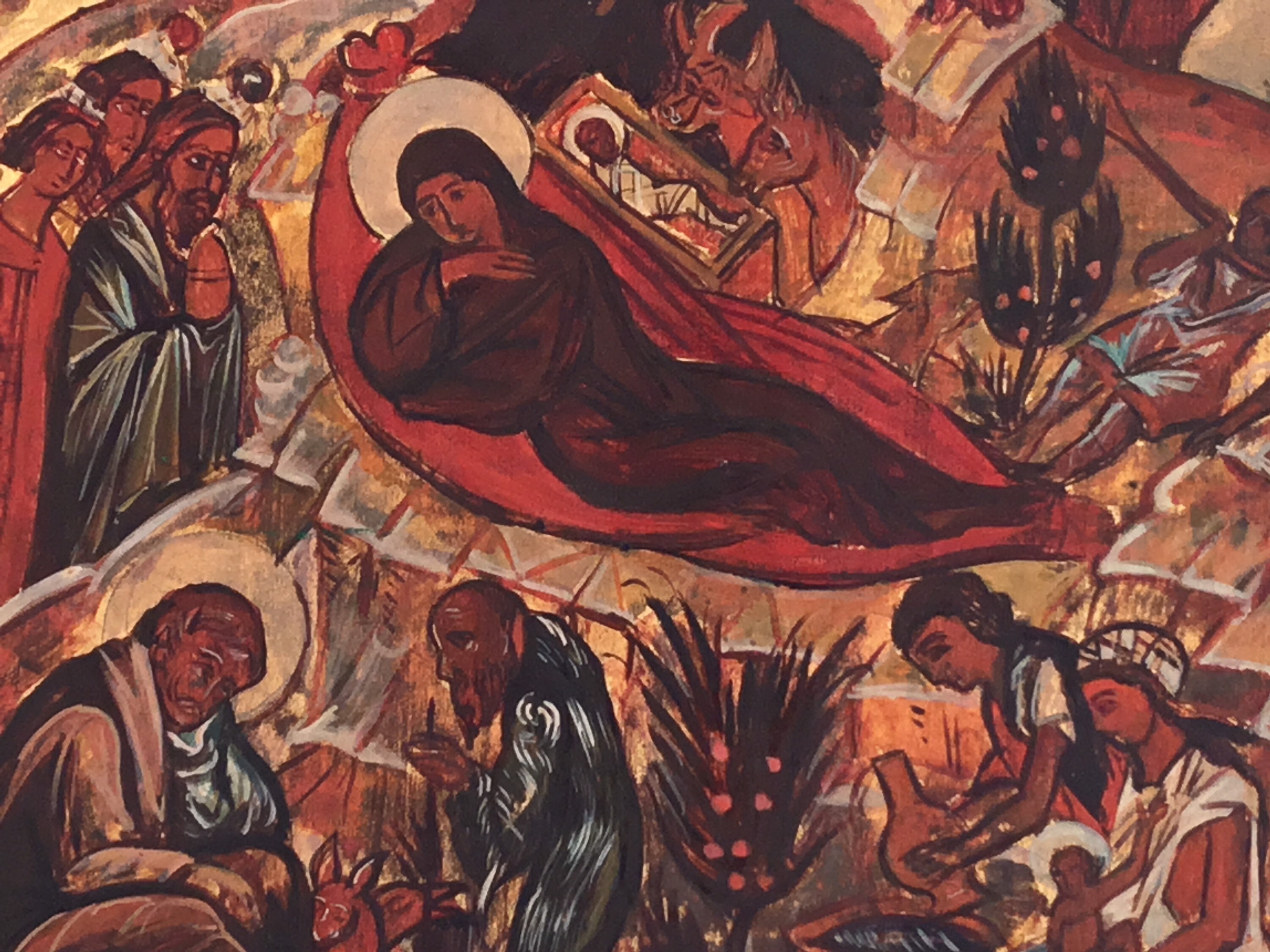Vintage Icon | 1950s Nativity of Jesus, Hand-Painted Greek Orthodox Religious Art — photo 5 of 9
