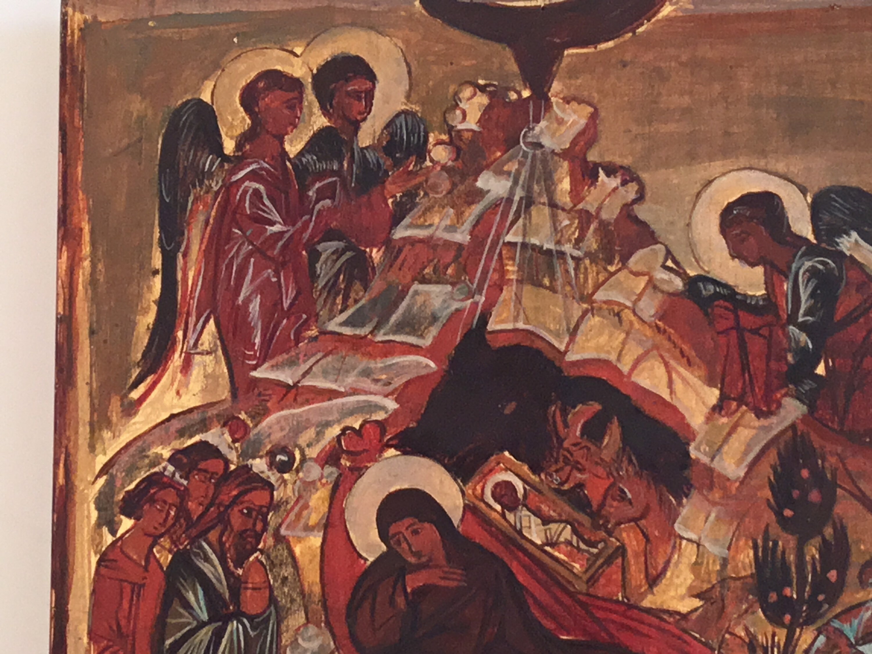 Vintage Icon | 1950s Nativity of Jesus, Hand-Painted Greek Orthodox Religious Art — photo 6 of 9