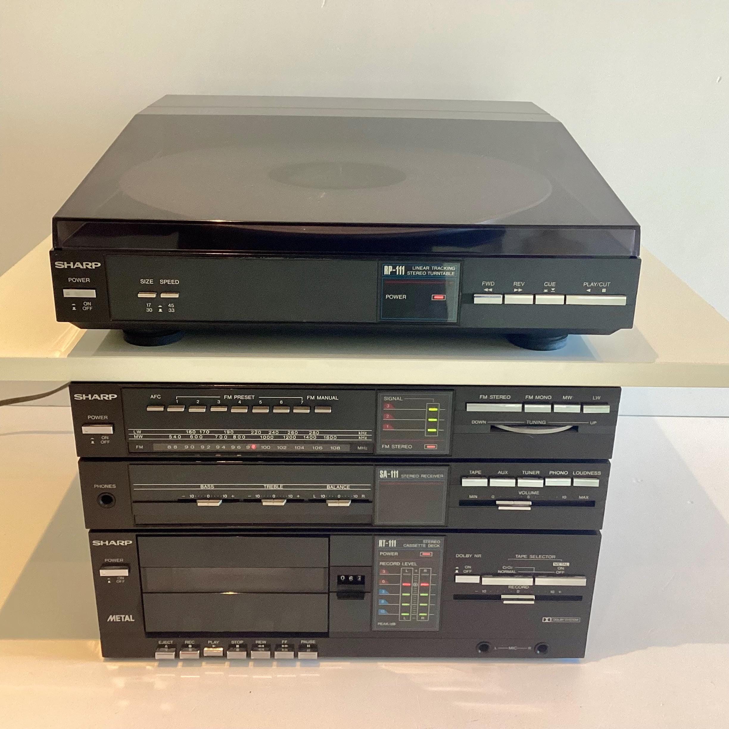 Vintage Sharp Stereo System Turntable Cassette Receiver SA-111 RT-111 RP-111 Made in Japan — photo 2 of 11