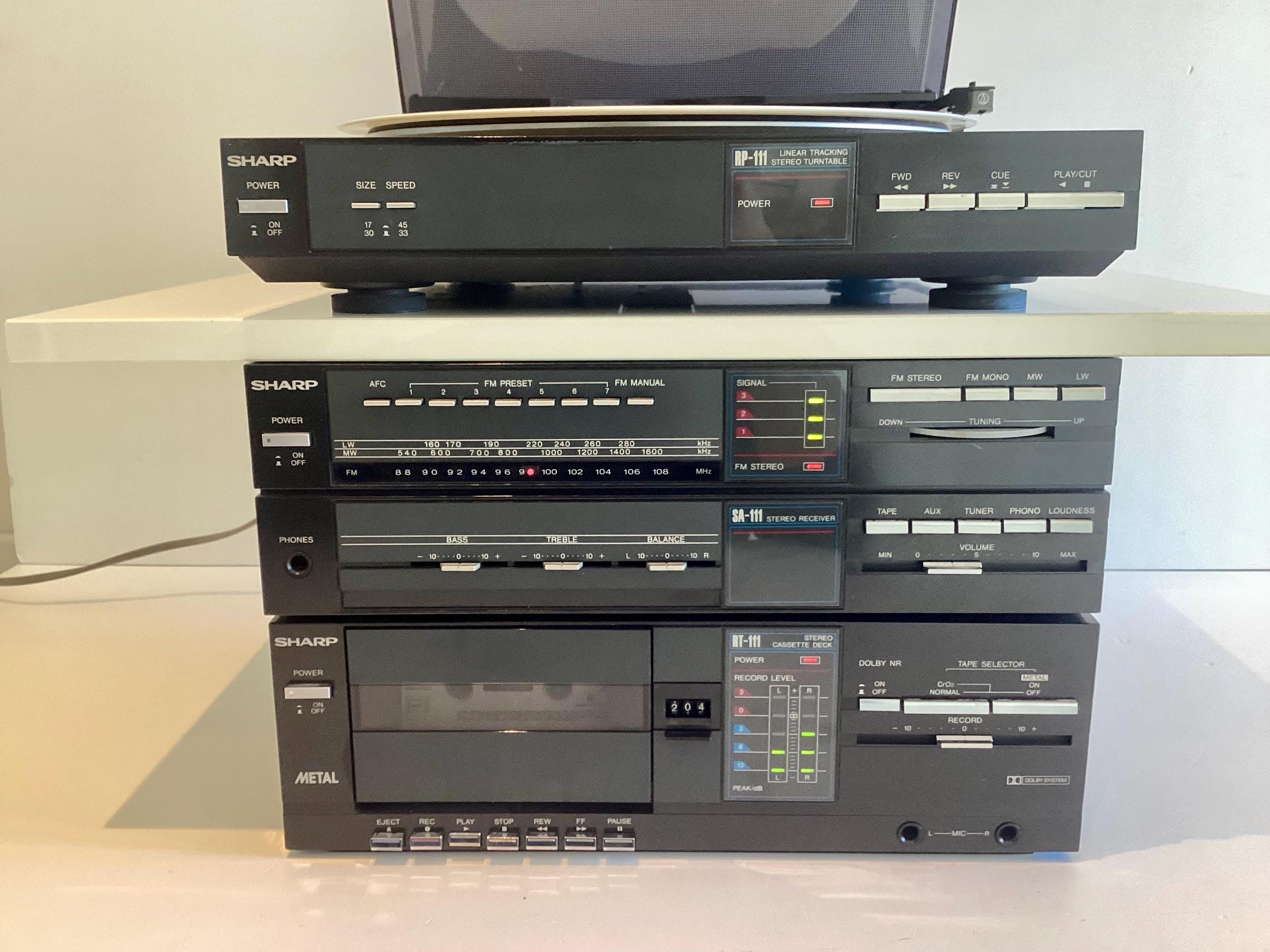 Vintage Sharp Stereo System Turntable Cassette Receiver SA-111 RT-111 RP-111 Made in Japan — photo 3 of 11