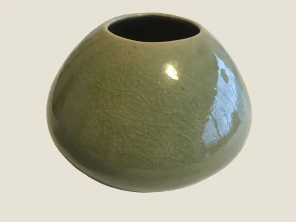 Celadon Vase Mengrai Thai Crackle Glaze Green Ceramic Chiang Mai Vintage