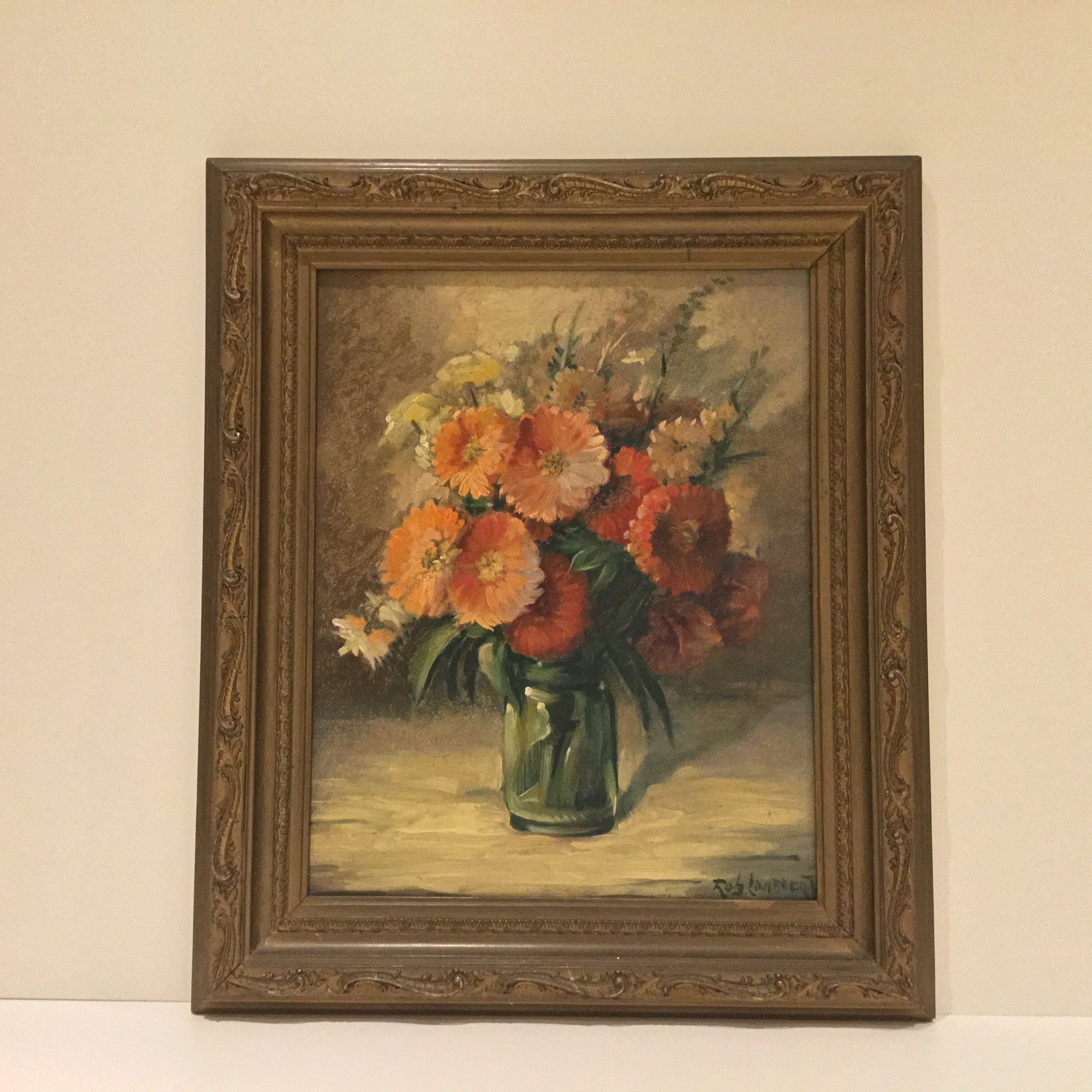 Vintage Painting – Mixed Floral Composition (1960s) Robert Lombaert — photo 2 of 9