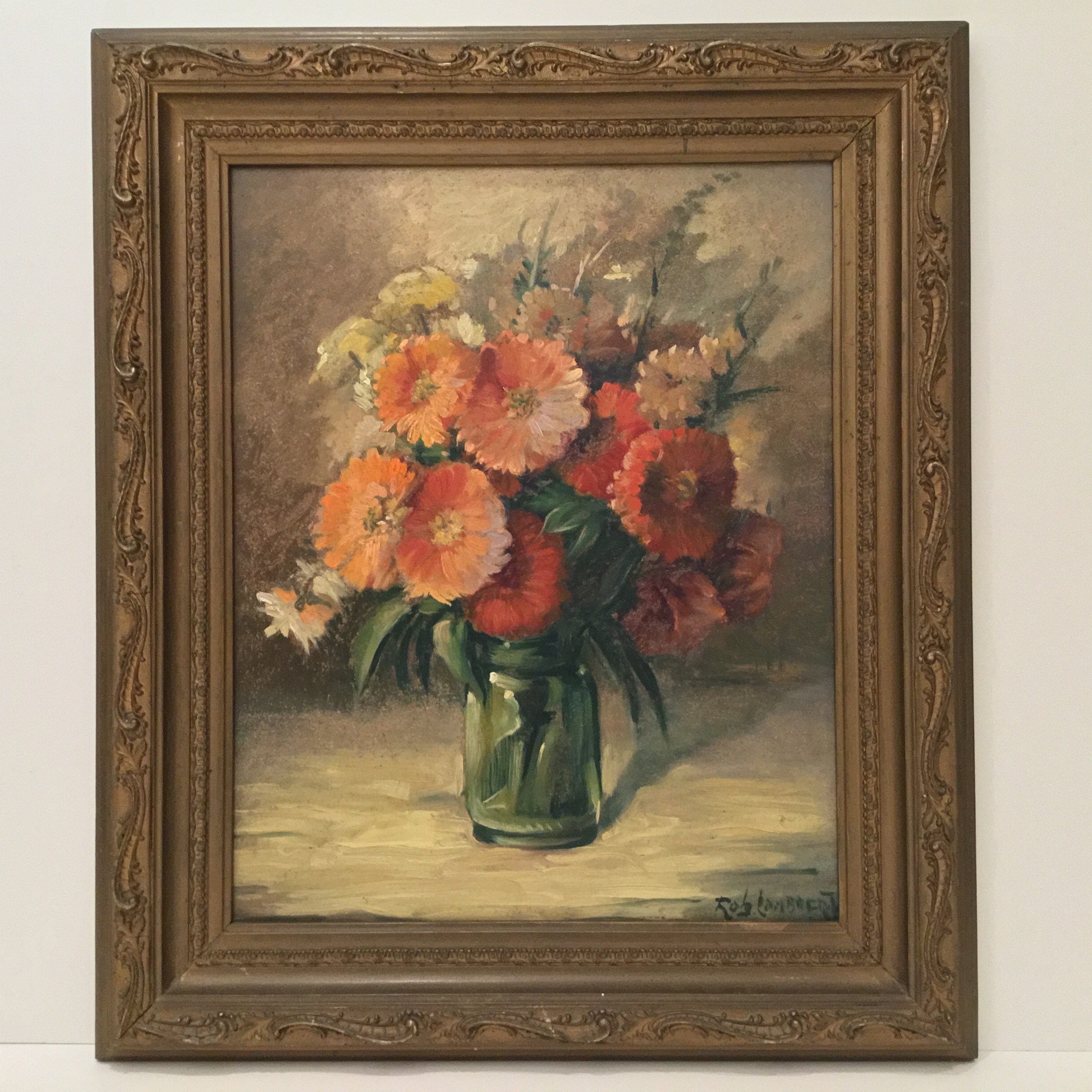 Vintage Painting – Mixed Floral Composition (1960s) Robert Lombaert — photo 3 of 9
