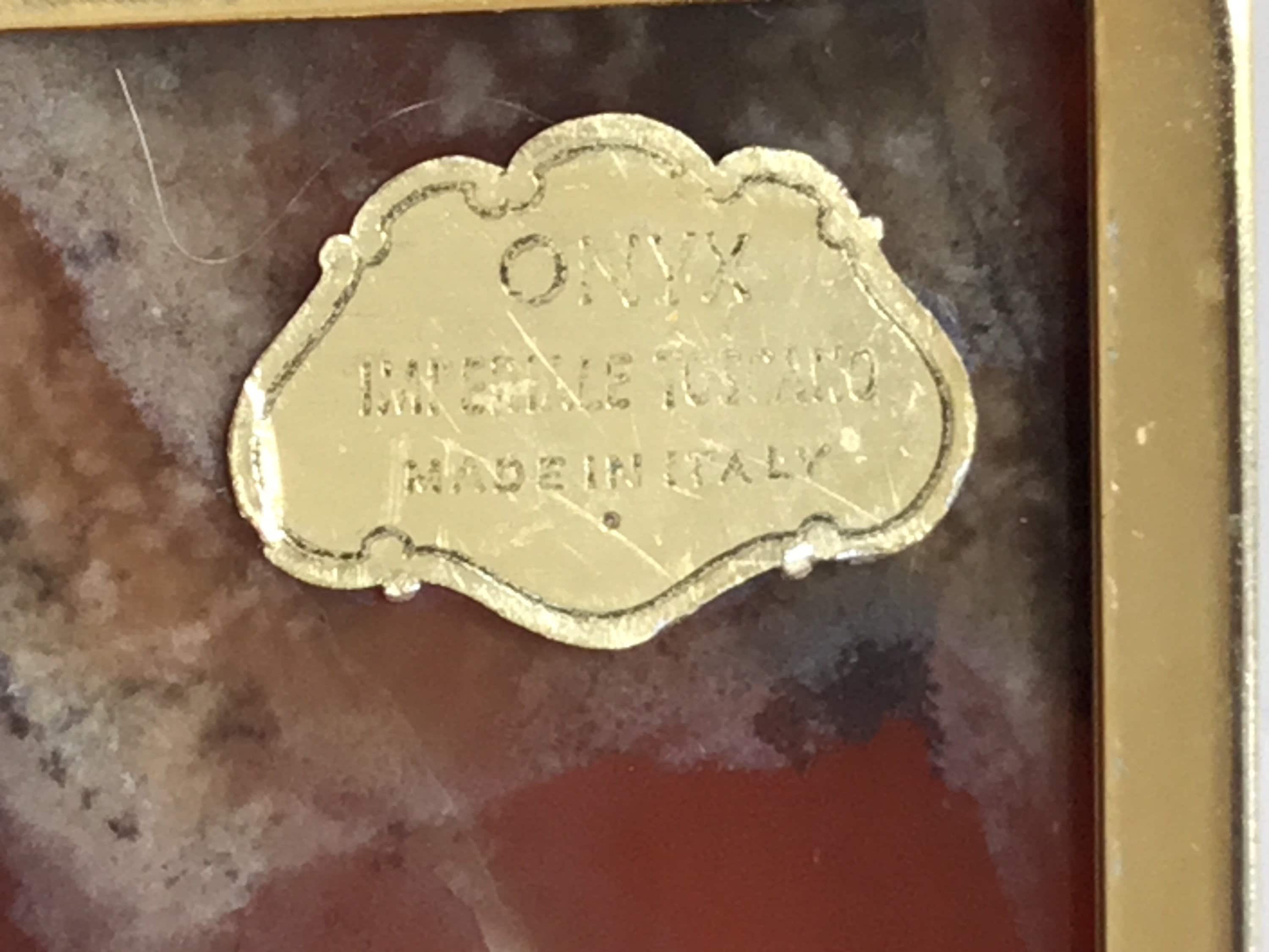 Vintage Onyx Box | 1950s Italian Imperial Tuscan Agate, Gold Plated Cigarette Case — photo 9 of 9