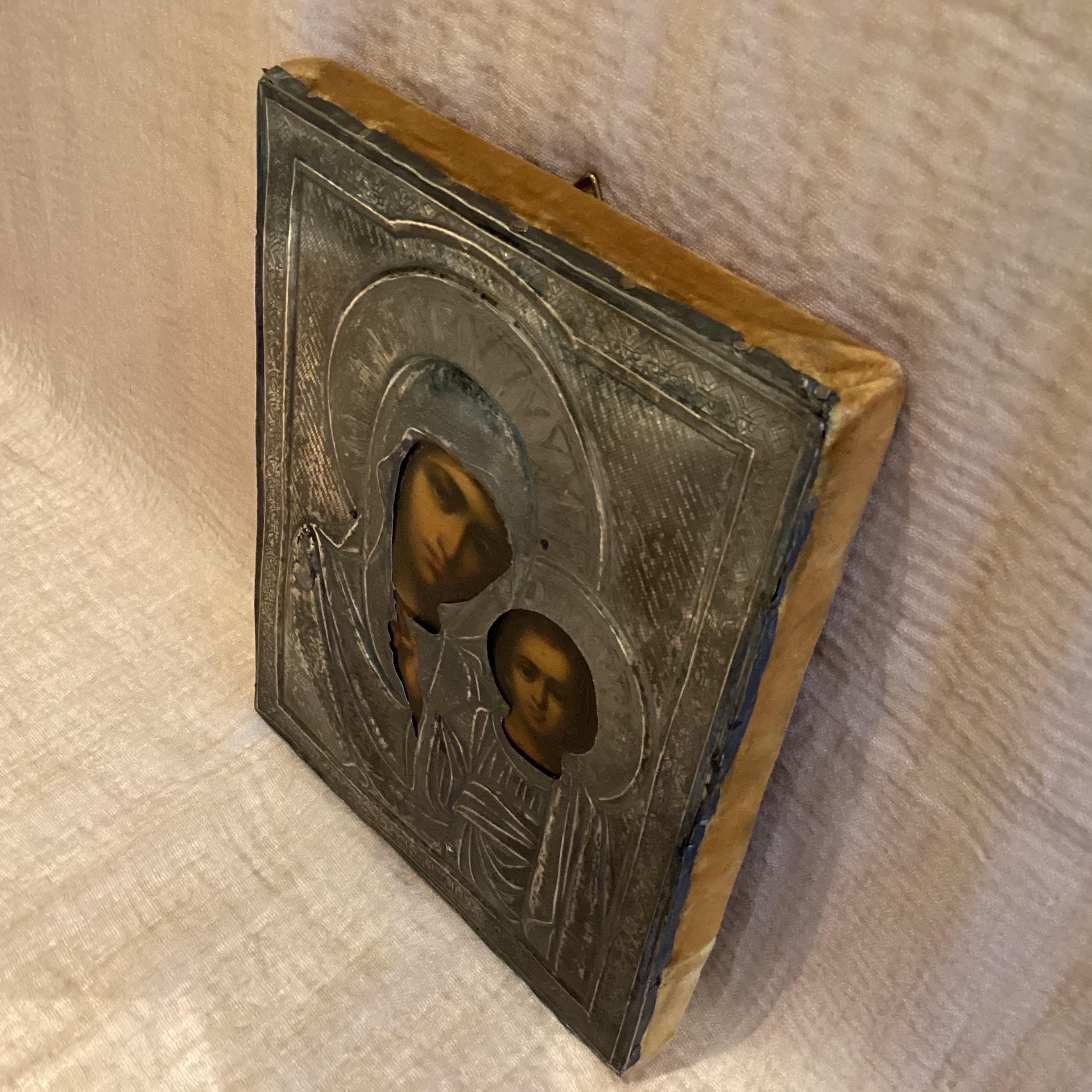 Antique Icon | 1800s Mother of God, Marked Silver Riza — photo 11 of 11