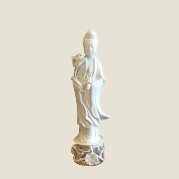 Vintage Porcelain Sculpture | 1950s Chinese Guan Yin Goddess, Large Handmade Figurine