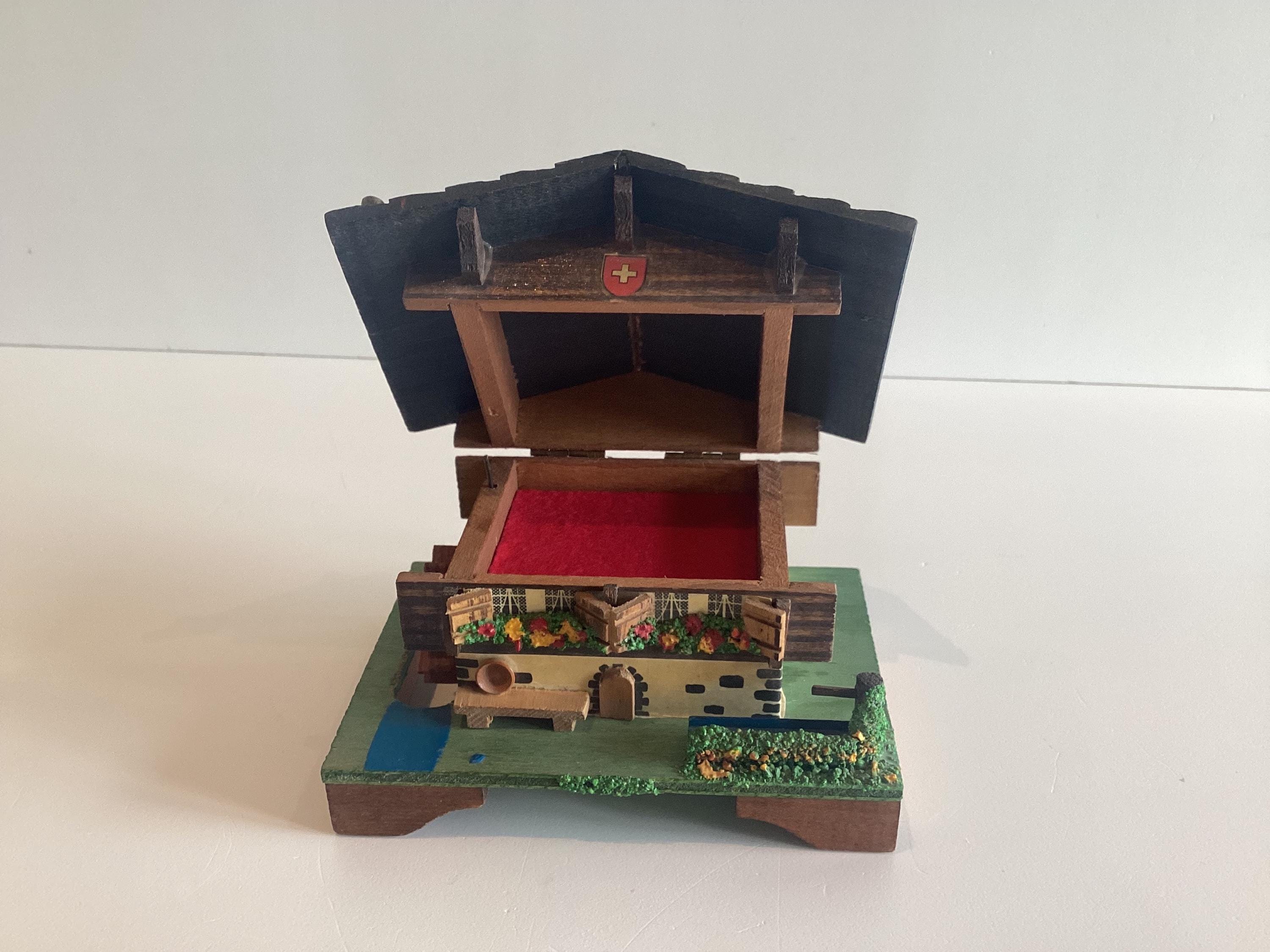 Vintage Music Box (1950s) Working Windmill Swiss Movement Collectible Chalet — photo 3 of 9