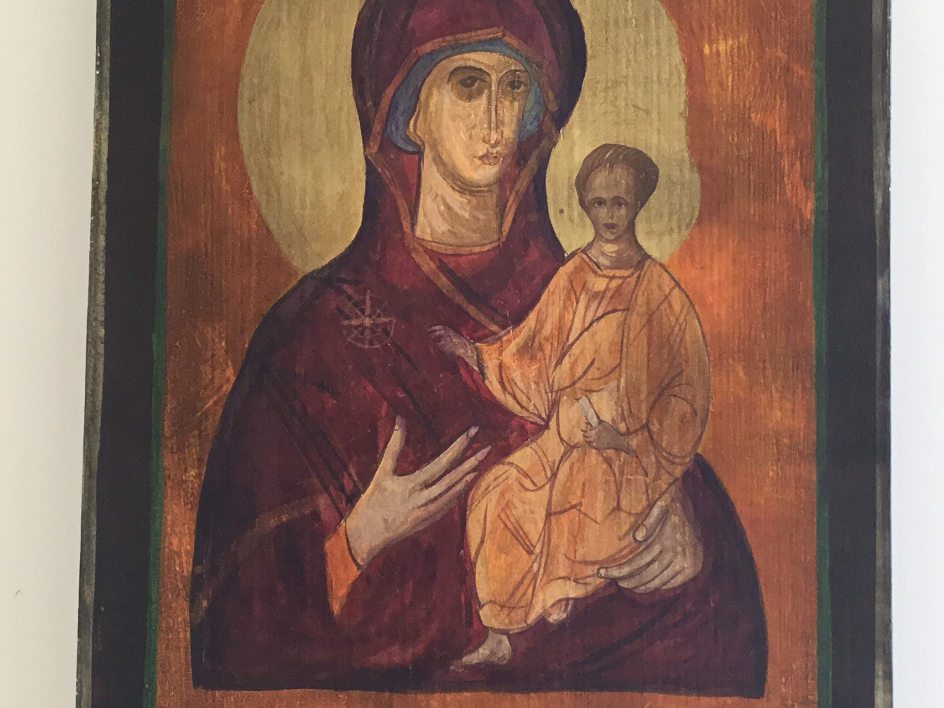 Vintage  Icon | Greek Orthodox Madonna and Child 1940s, Hand-Painted Tempera on Wood — photo 4 of 8