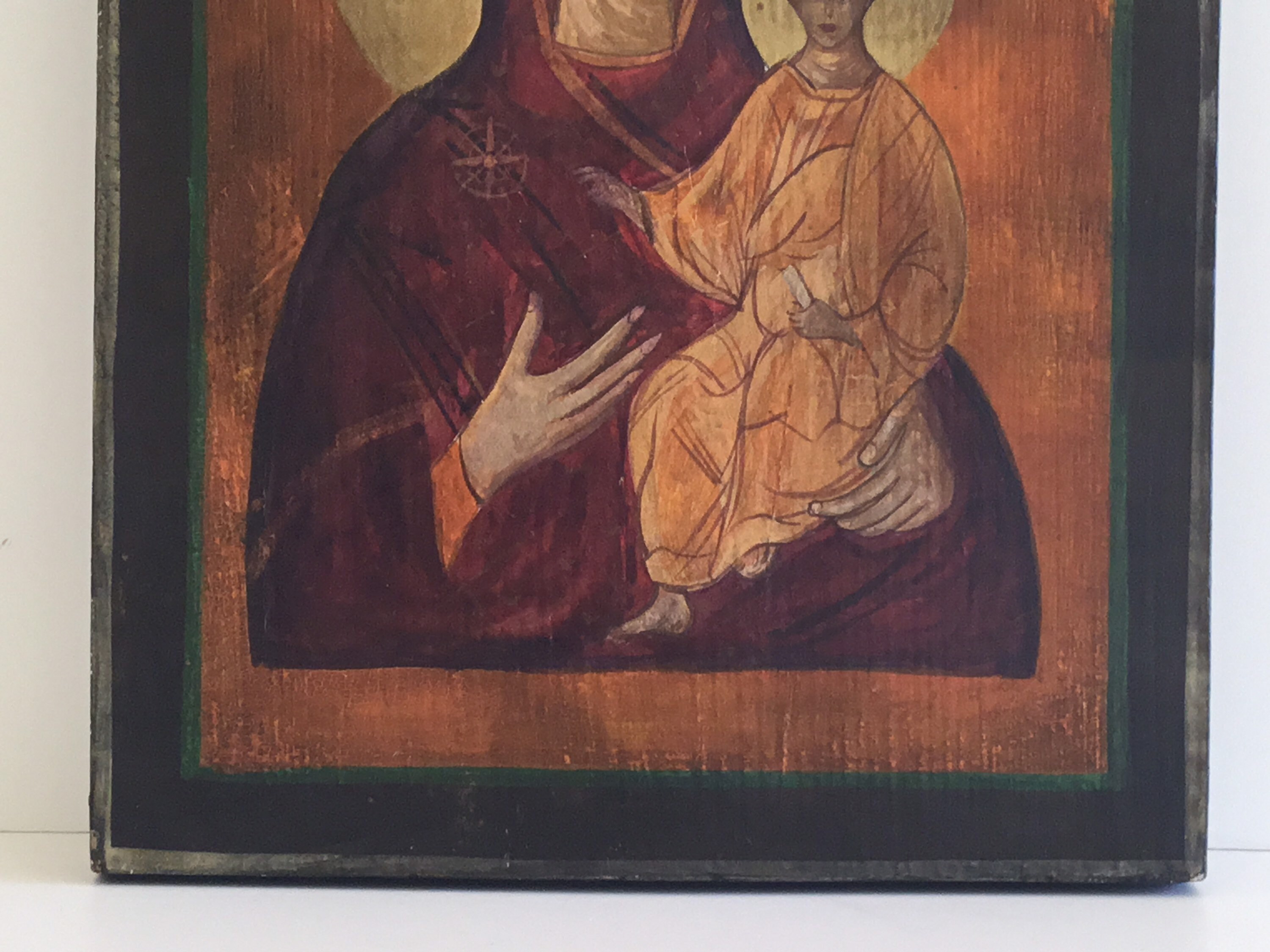 Vintage  Icon | Greek Orthodox Madonna and Child 1940s, Hand-Painted Tempera on Wood — photo 6 of 8