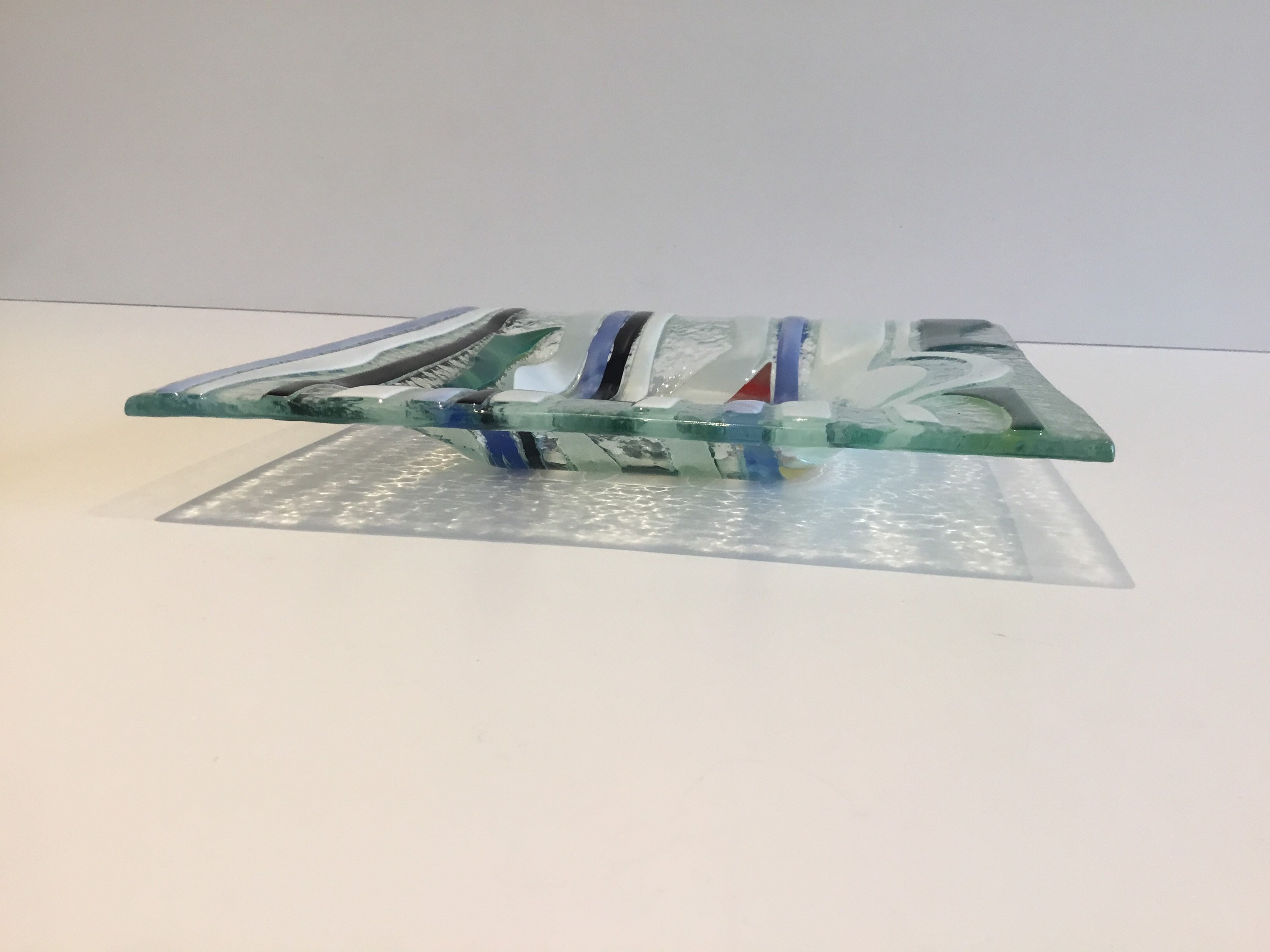 Vintage Glass Centrepiece | Mdina Malta 1970s, Handmade Art Glass Bow — photo 3 of 7