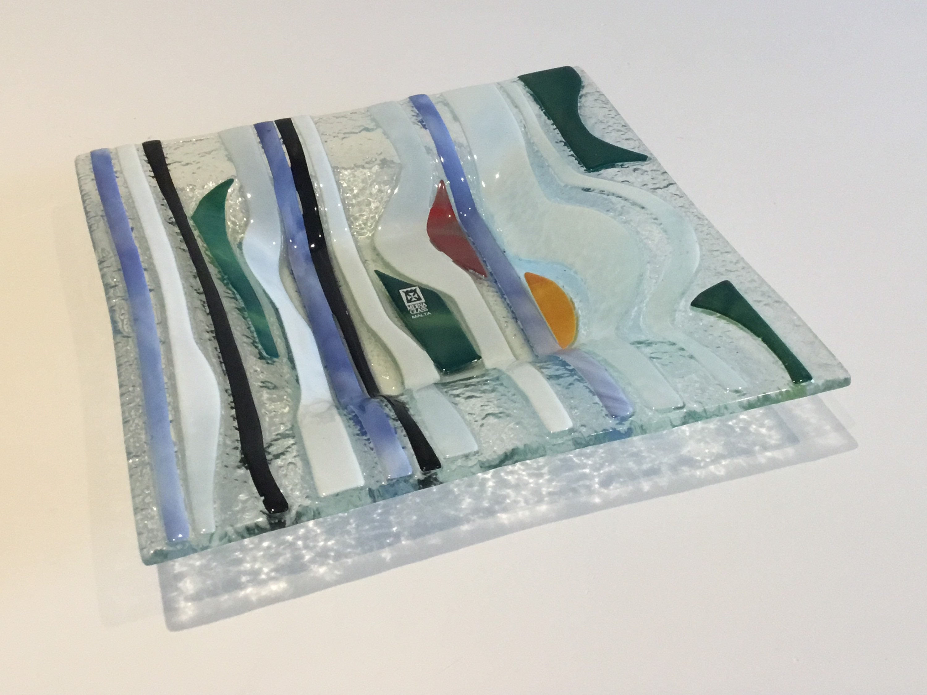 Vintage Glass Centrepiece | Mdina Malta 1970s, Handmade Art Glass Bow — photo 4 of 7