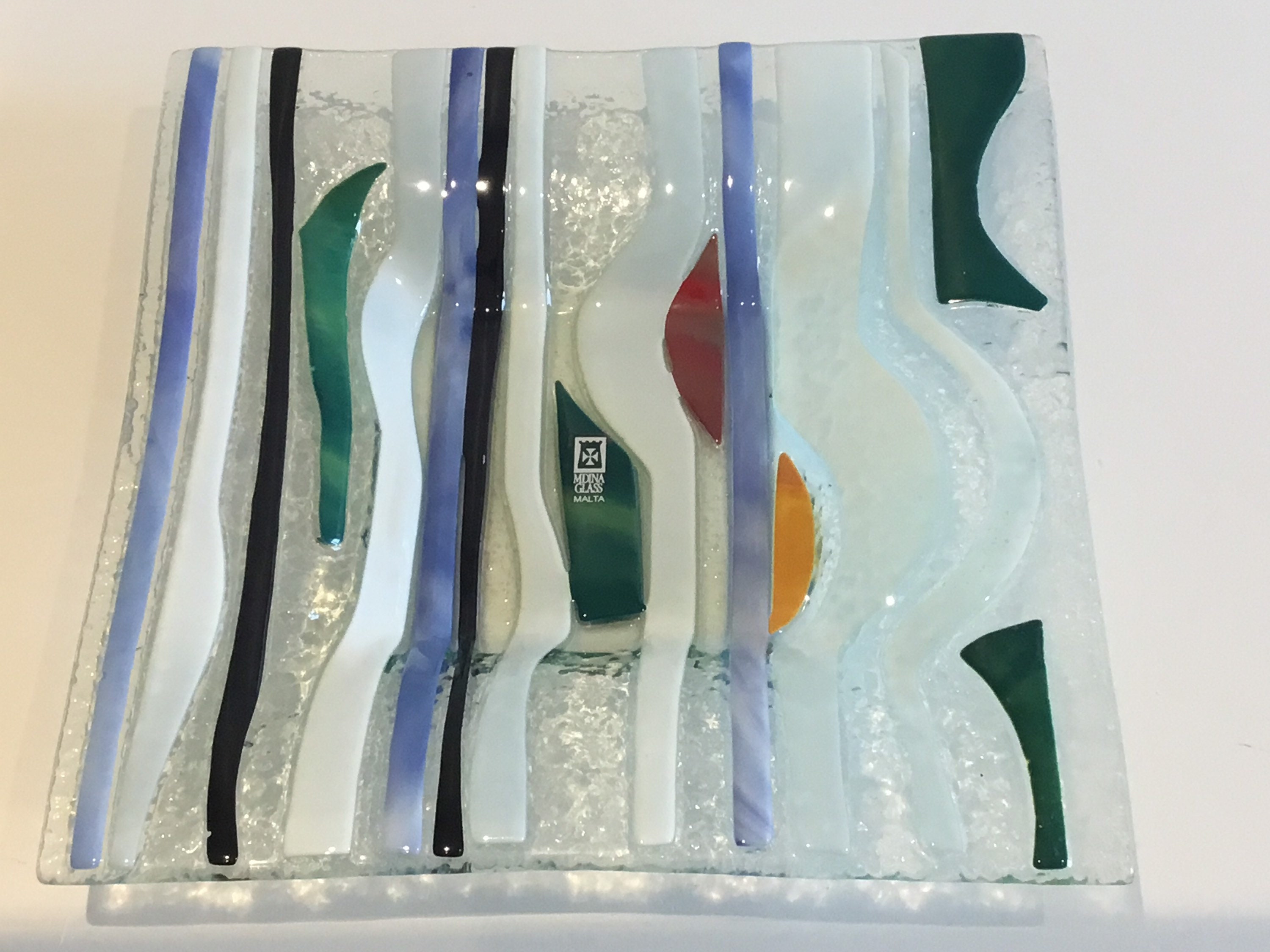 Vintage Glass Centrepiece | Mdina Malta 1970s, Handmade Art Glass Bow — photo 5 of 7