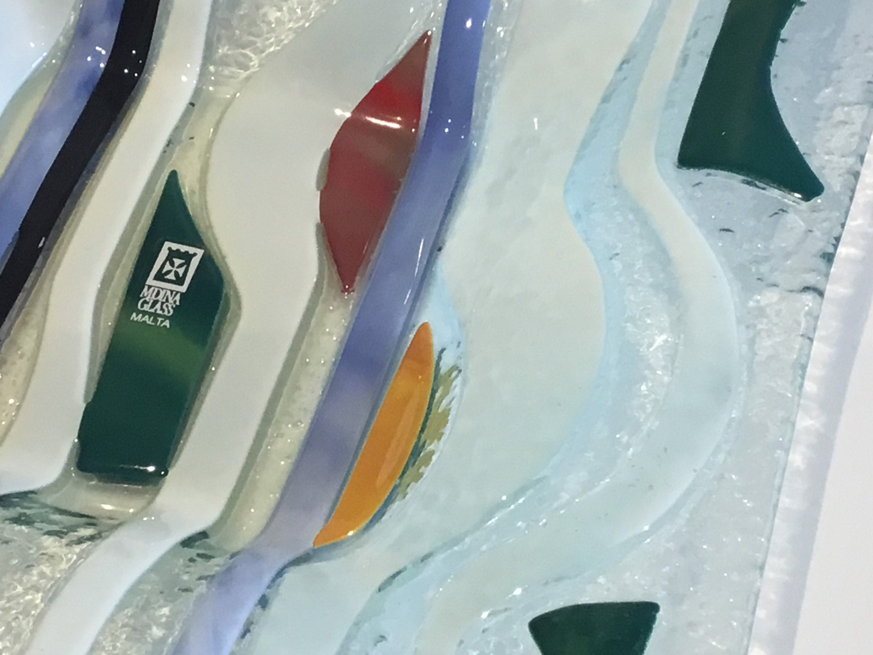 Vintage Glass Centrepiece | Mdina Malta 1970s, Handmade Art Glass Bow — photo 7 of 7